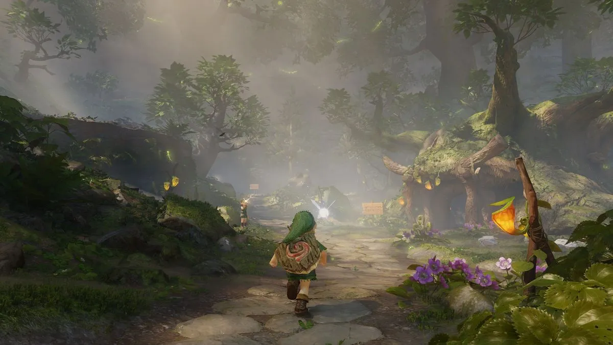 Link in the Kokiri Forest in The Legend of Zelda: Ocarina of Time remake for Switch 2